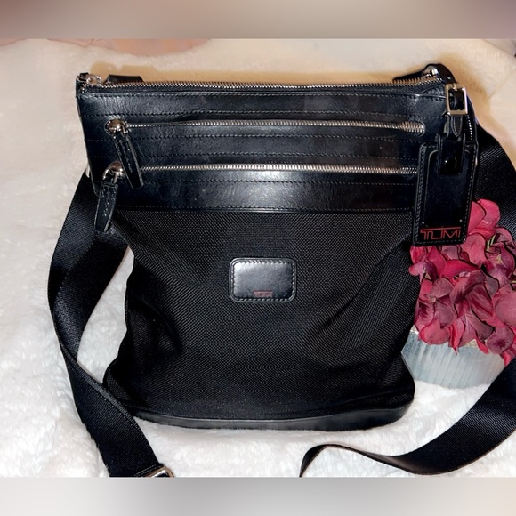 TUMI Leather Trim Nylon Crossbody Bag - Picture 3 of 11